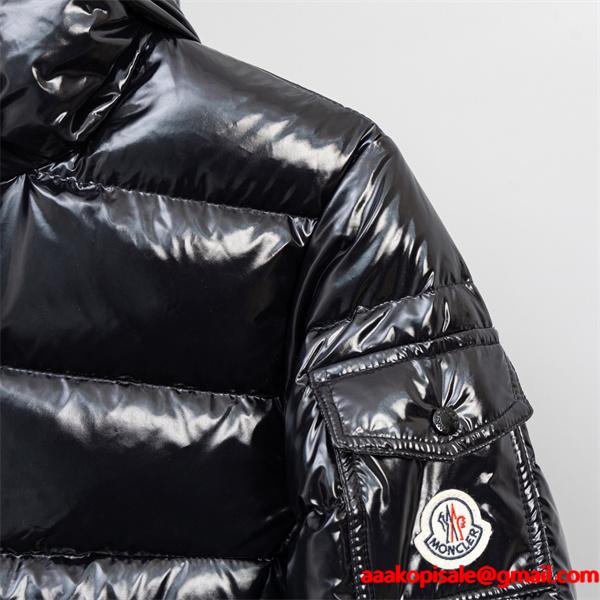 ブラック光沢感 シックデザイン MONCLER モンクレール コピー ダウンジャケット 秋冬コーデ 　