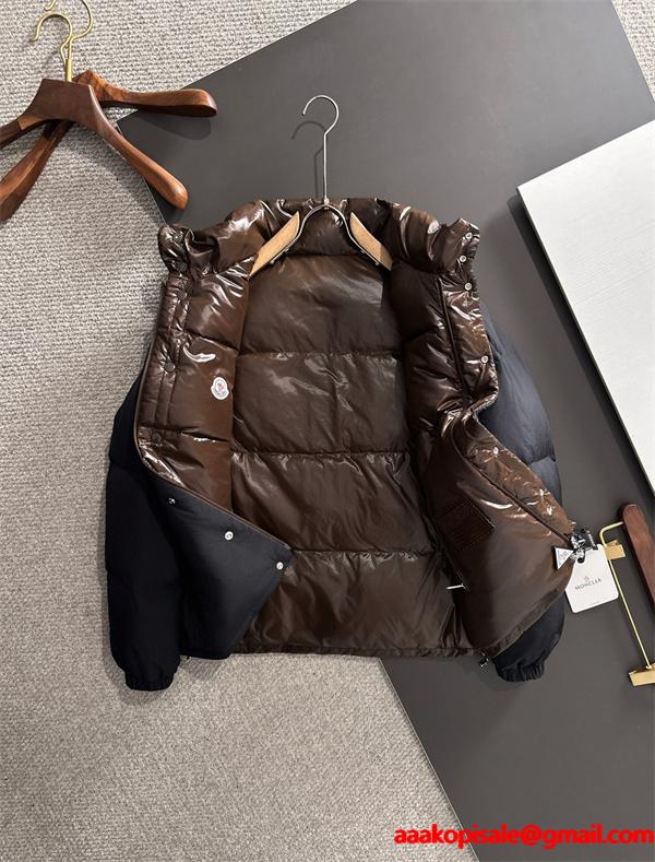 ベージュカラーブロック 立領 モンクレール コピー ダウンジャケット MONCLER 秋冬必須アイテム