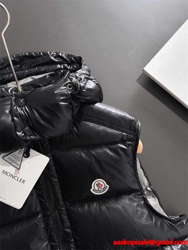 ホワイトフード付 軽量スタイル MONCLER モンクレール コピー ダウンベスト 秋冬温かさ重視