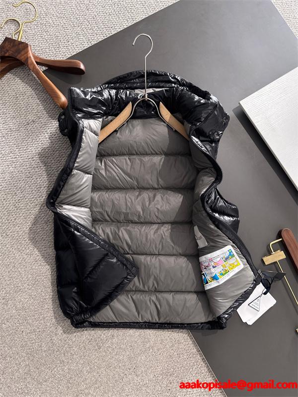 ホワイトフード付 軽量スタイル MONCLER モンクレール コピー ダウンベスト 秋冬温かさ重視