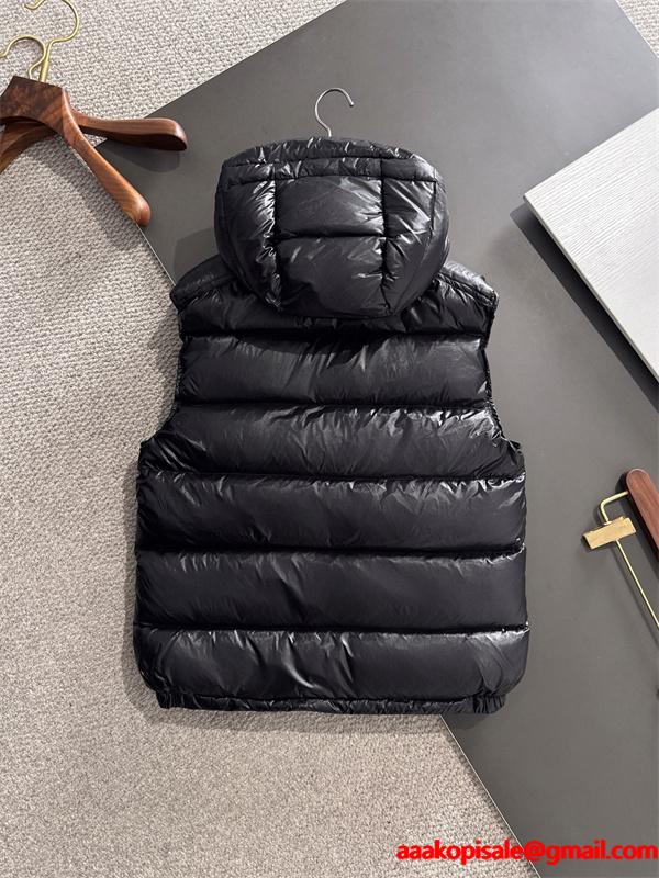 ホワイトフード付 軽量スタイル MONCLER モンクレール コピー ダウンベスト 秋冬温かさ重視