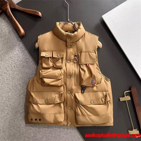 カーキマルチポケット ユーティリティ風 モンクレール コピー MONCLER ダウンベスト 秋冬高品質アクセサリー