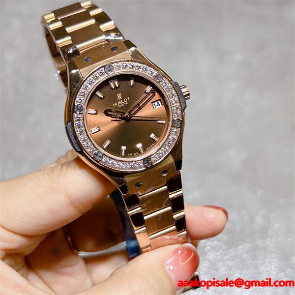 HUBLOT ブラックダイヤモンド装飾 シルバーブレス ユブロット コピー 時計 フェミニン 高品質 腕時計