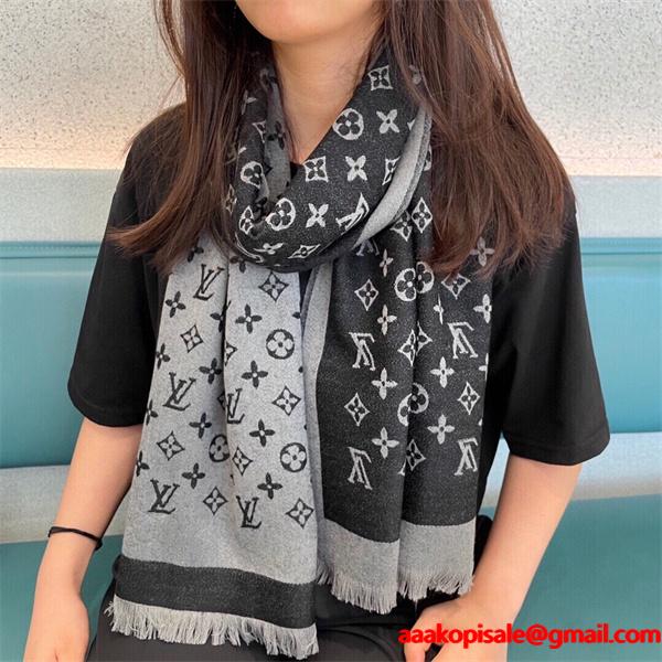 Louis Vuitton ルイ・ヴィトン 限定リバーシブル カシミヤシルクマフラー 48×200cm