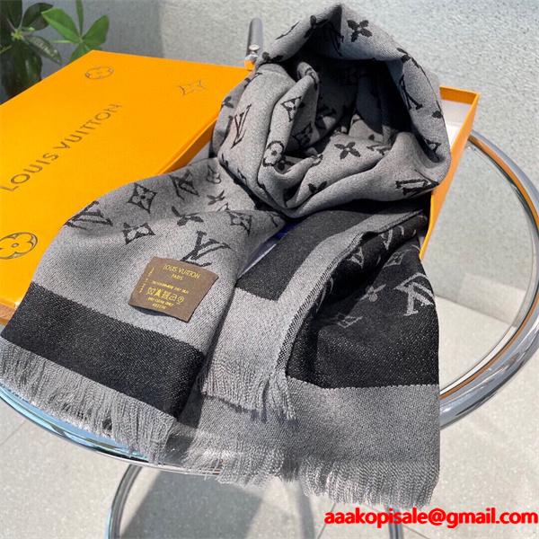 Louis Vuitton ルイ・ヴィトン 限定リバーシブル カシミヤシルクマフラー 48×200cm