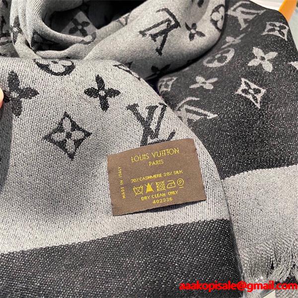 Louis Vuitton ルイ・ヴィトン 限定リバーシブル カシミヤシルクマフラー 48×200cm
