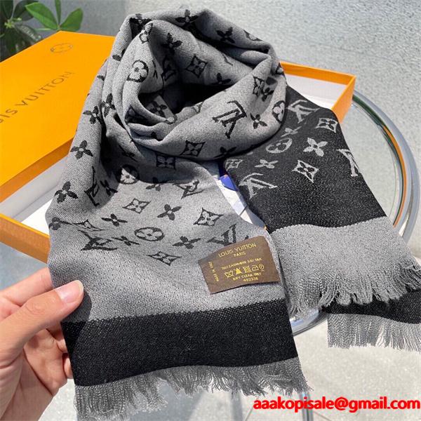 Louis Vuitton ルイ・ヴィトン 限定リバーシブル カシミヤシルクマフラー 48×200cm