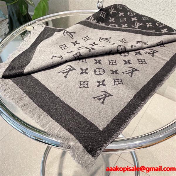 Louis Vuitton ルイ・ヴィトン 限定リバーシブル カシミヤシルクマフラー 48×200cm