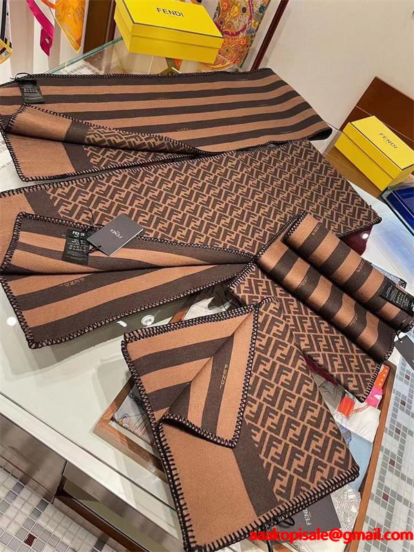 FENDI フェンディ 2025秋冬新作 リバーシブル ウールシルク マフラー FFロゴ 30×180cm