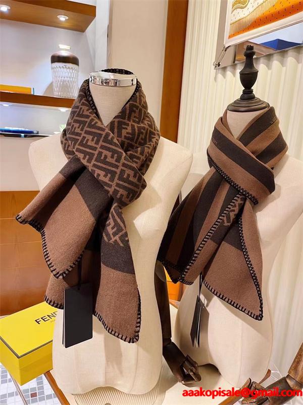 FENDI フェンディ 2025秋冬新作 リバーシブル ウールシルク マフラー FFロゴ 30×180cm