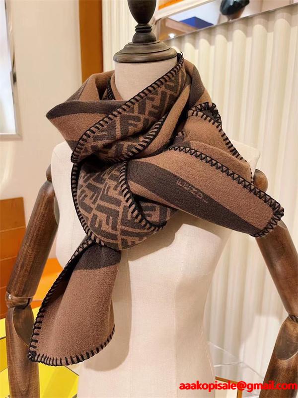 FENDI フェンディ 2025秋冬新作 リバーシブル ウールシルク マフラー FFロゴ 30×180cm