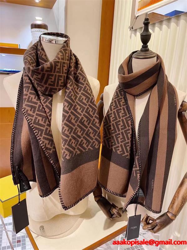 FENDI フェンディ 2025秋冬新作 リバーシブル ウールシルク マフラー FFロゴ 30×180cm