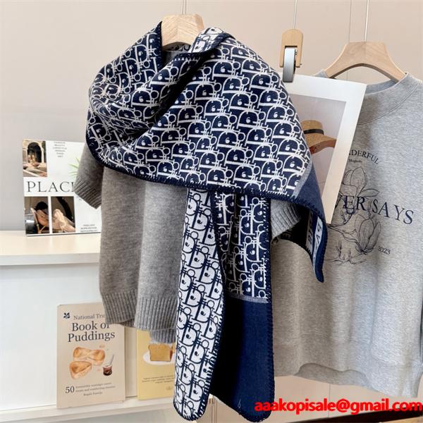 DIOR ディオール 2025秋冬新作 リバーシブル オブリーク マフラー 三角ステッチ ロック仕上げ エレガント 防寒 レディース スカーフ