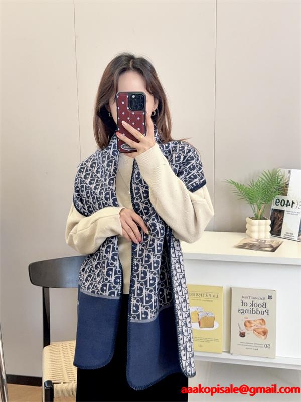 DIOR ディオール 2025秋冬新作 リバーシブル オブリーク マフラー 三角ステッチ ロック仕上げ エレガント 防寒 レディース スカーフ