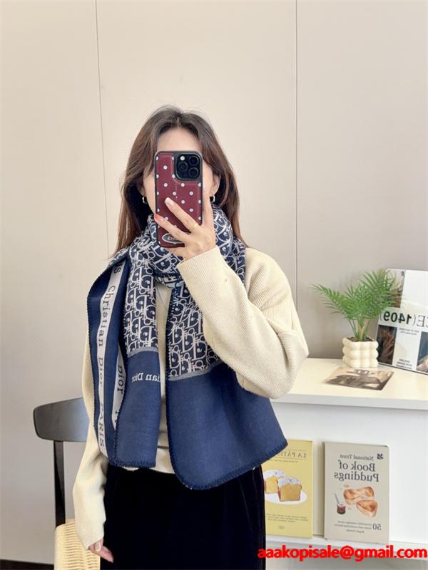 DIOR ディオール 2025秋冬新作 リバーシブル オブリーク マフラー 三角ステッチ ロック仕上げ エレガント 防寒 レディース スカーフ