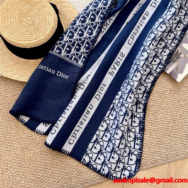 DIOR ディオール 2025秋冬新作 リバーシブル オブリーク マフラー 三角ステッチ ロック仕上げ エレガント 防寒 レディース スカーフ
