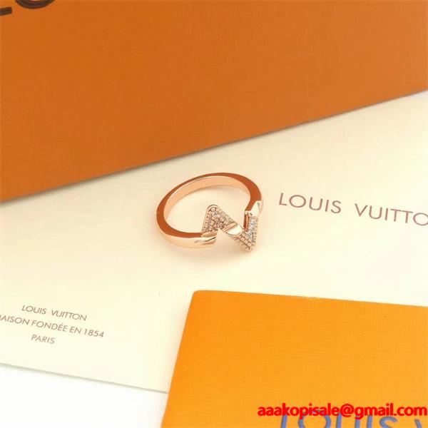 イニシャルアクセント スリムバンド  ルイヴィトン ユニセックス コピー指輪 LOUIS VUITTON