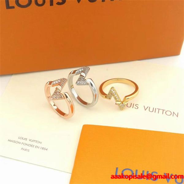 イニシャルアクセント スリムバンド  ルイヴィトン ユニセックス コピー指輪 LOUIS VUITTON