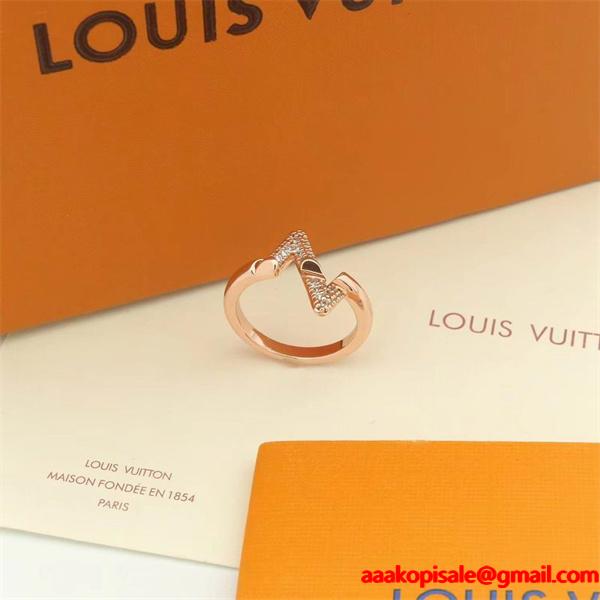 イニシャルアクセント スリムバンド  ルイヴィトン ユニセックス コピー指輪 LOUIS VUITTON