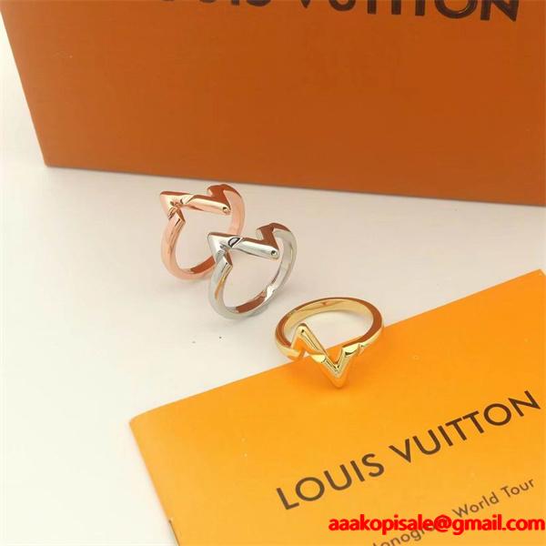 太幅デザイン 立体感豊か ルイヴィトン LOUIS VUITTON モノグラム コピー  ゴールド指輪 2025秋冬