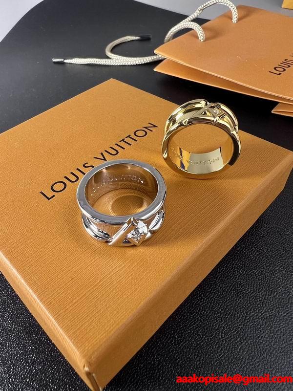 ダブルロゴ エンボス加工 激安人気 スーパーコピー  LOUIS VUITTON ルイヴィトン シルバー指輪 2025秋冬