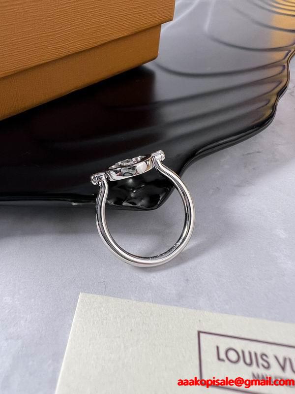 ルイヴィトン LOUIS VUITTON 幾何学的刻印 シルバーメッキ スーパーコピー ユニセックス 指輪 シンプル典雅