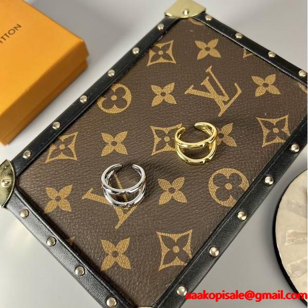 ダブルリングデザイン シルバー / ゴールド スタイリッシュ ルイヴィトン LOUIS VUITTON ユニセックス コピー 指輪