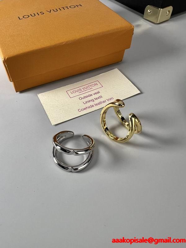 ダブルリングデザイン シルバー / ゴールド スタイリッシュ ルイヴィトン LOUIS VUITTON ユニセックス コピー 指輪