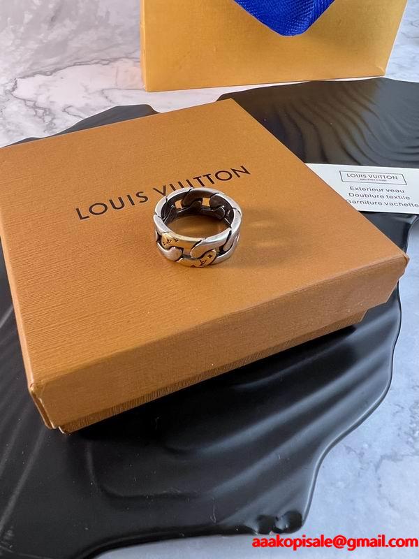 チェーンリンク ブラックメタル マスキュリン LOUIS VUITTON ルイヴィトン コピー メンズ指輪
