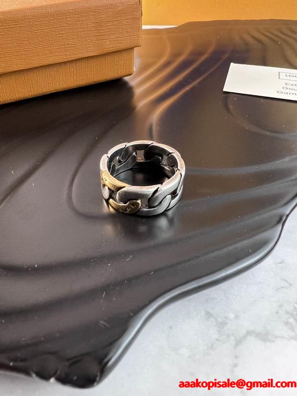 チェーンリンク ブラックメタル マスキュリン LOUIS VUITTON ルイヴィトン コピー メンズ指輪