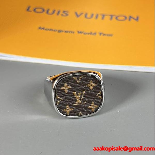 LOUIS VUITTON レディース指輪 モノグラムエンボス シルバー調 ルイヴィトン コピー  クラシック