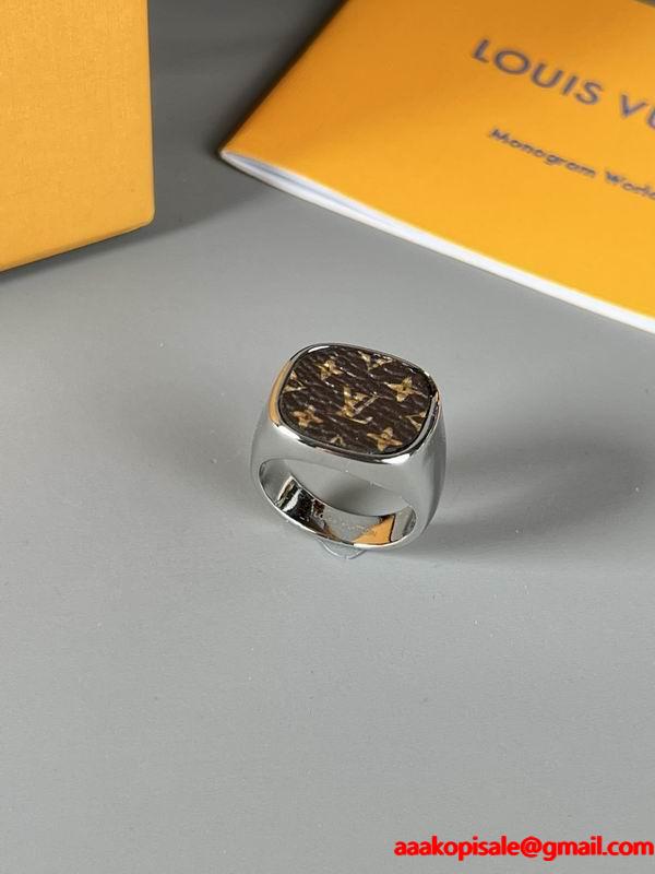 LOUIS VUITTON レディース指輪 モノグラムエンボス シルバー調 ルイヴィトン コピー  クラシック