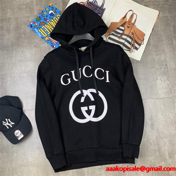 ダブル G ロゴ ブラック グッチ パーカー ユニセックス クラシック GUCCI スーパーコピー