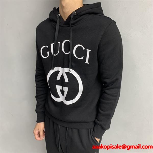 ダブル G ロゴ ブラック グッチ パーカー ユニセックス クラシック GUCCI スーパーコピー