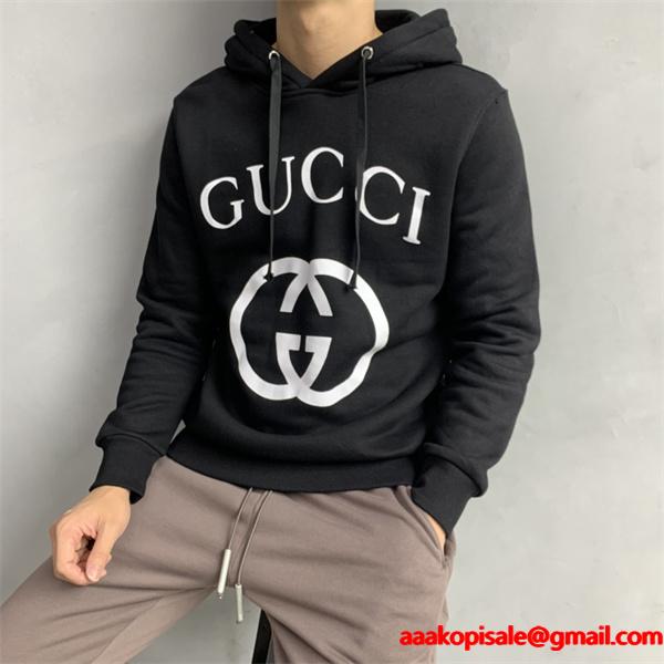 ダブル G ロゴ ブラック グッチ パーカー ユニセックス クラシック GUCCI スーパーコピー