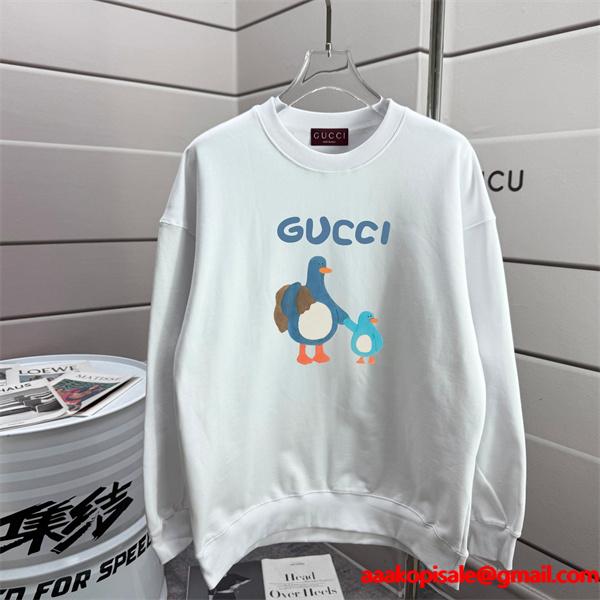 親子ガチョウモチーフ ブラック グッチ レディース 可愛らしい GUCCI スーパーコピー パーカー 