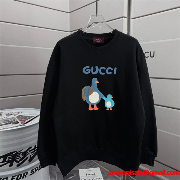 親子ガチョウモチーフ ブラック グッチ レディース 可愛らしい GUCCI スーパーコピー パーカー 