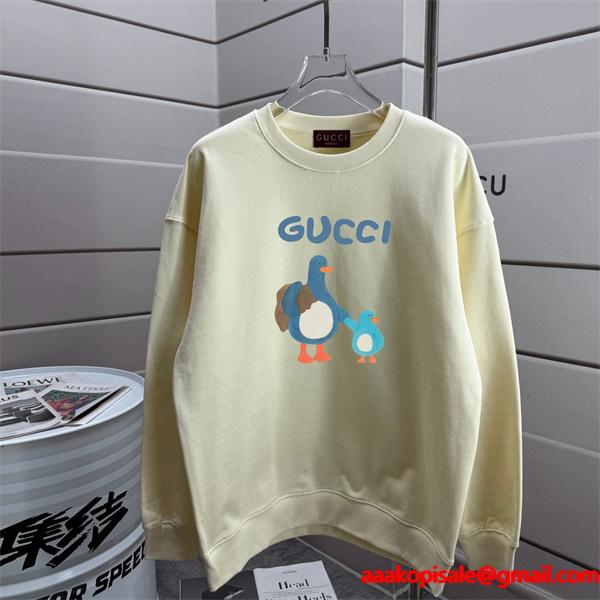 親子ガチョウモチーフ ブラック グッチ レディース 可愛らしい GUCCI スーパーコピー パーカー 