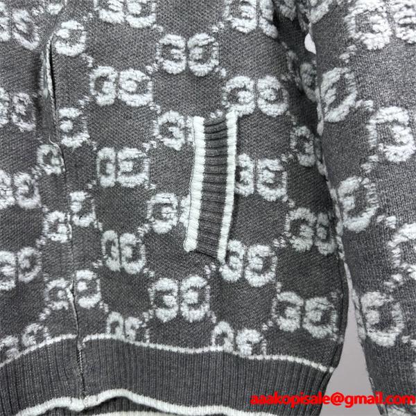 保温仕様 ダブル G プリント グレー グッチ GUCCI コピーカーディガン ユニセックス 高級感