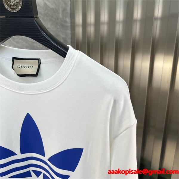 アディダスコラボ風 ホワイト グッチ GUCCI コピーパーカー ユニセックス トレンディ 2025秋冬