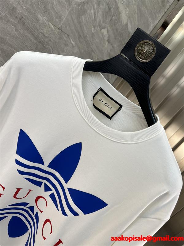 アディダスコラボ風 ホワイト グッチ GUCCI コピーパーカー ユニセックス トレンディ 2025秋冬