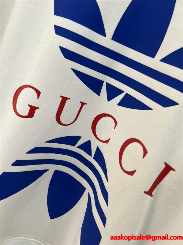 アディダスコラボ風 ホワイト グッチ GUCCI コピーパーカー ユニセックス トレンディ 2025秋冬