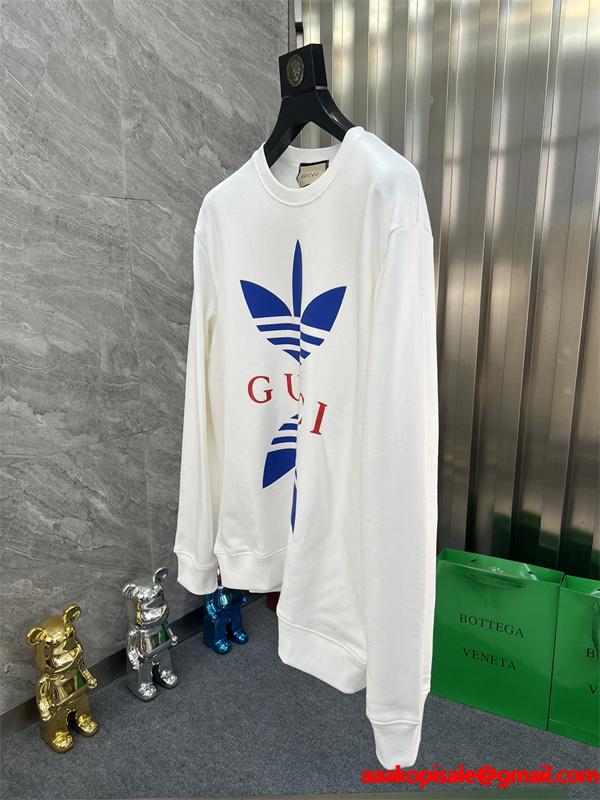 アディダスコラボ風 ホワイト グッチ GUCCI コピーパーカー ユニセックス トレンディ 2025秋冬