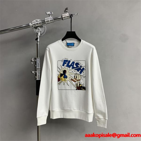 2025秋冬 唐老鸭コミック ホワイト グッチ ユニセックス ファンタジック GUCCI コピー パーカー 