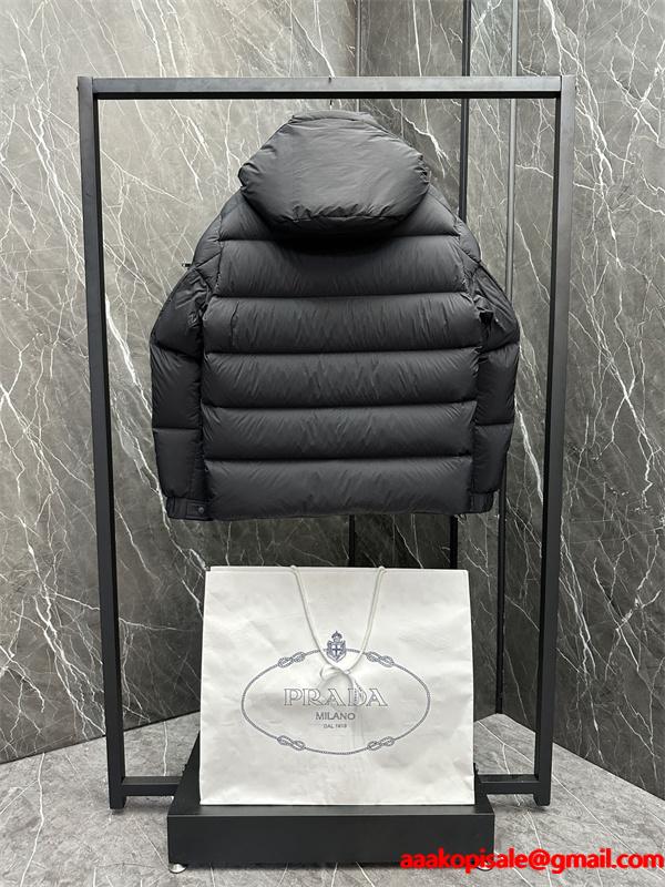 PRADA 激安｜2025秋冬 超軽量リップストップ ダウンジャケット フード着脱可 男女兼用