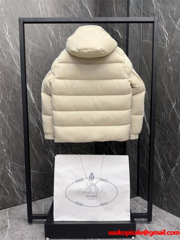 PRADA 激安｜2025秋冬 超軽量リップストップ ダウンジャケット フード着脱可 男女兼用