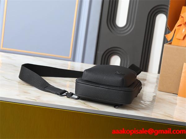 ブラックレザー 多ポケット ルイヴィトン チェストバッグ スーパーコピー メンズ ビジネス Louis Vuitton