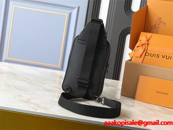 ブラックレザー 多ポケット ルイヴィトン チェストバッグ スーパーコピー メンズ ビジネス Louis Vuitton