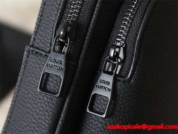 ブラックレザー 多ポケット ルイヴィトン チェストバッグ スーパーコピー メンズ ビジネス Louis Vuitton