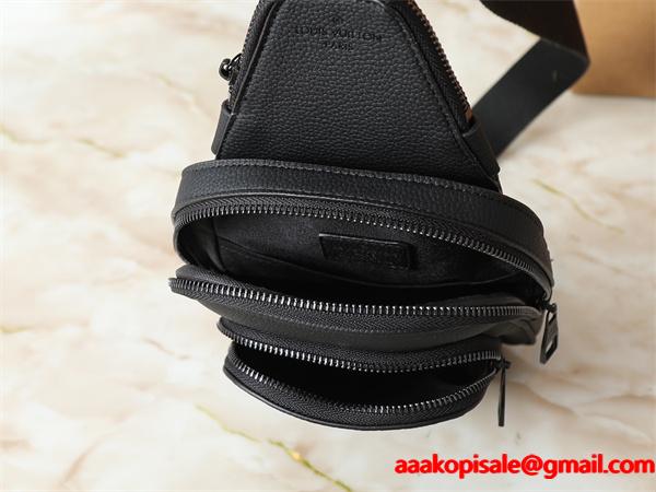 ブラックレザー 多ポケット ルイヴィトン チェストバッグ スーパーコピー メンズ ビジネス Louis Vuitton